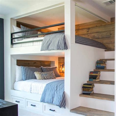 bunk beds with built in stairs|More.